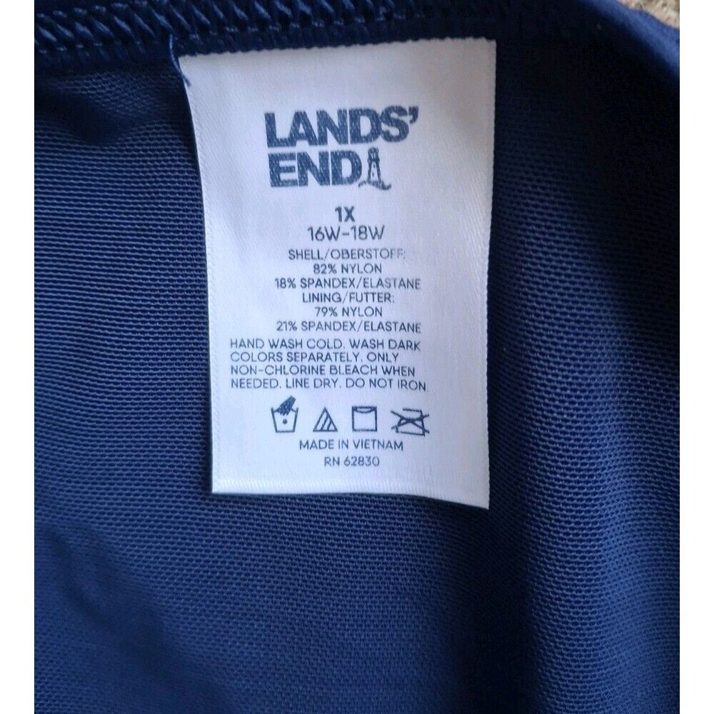 Lands End 2 Piece Swimsuit Sz 1X Blue  White Polka Dot Tankini High Waist Bottom - Picture 7 of 9